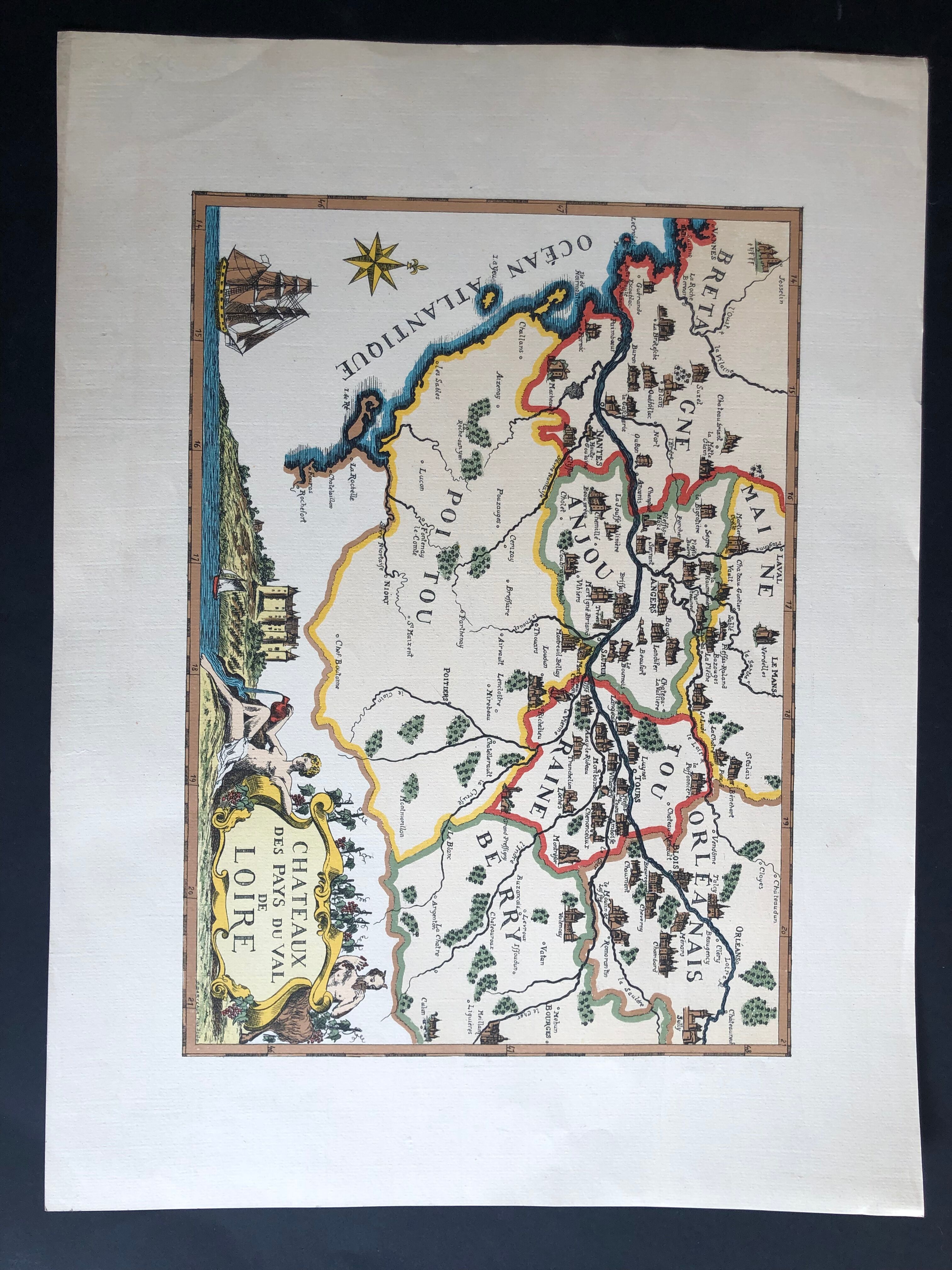 Ancient geographical map Pays du val de Loire