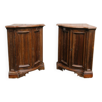 Pair of Louis XV style curved corner cabinets