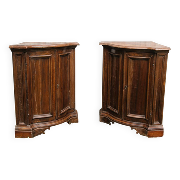 Pair of Louis XV style curved corner cabinets