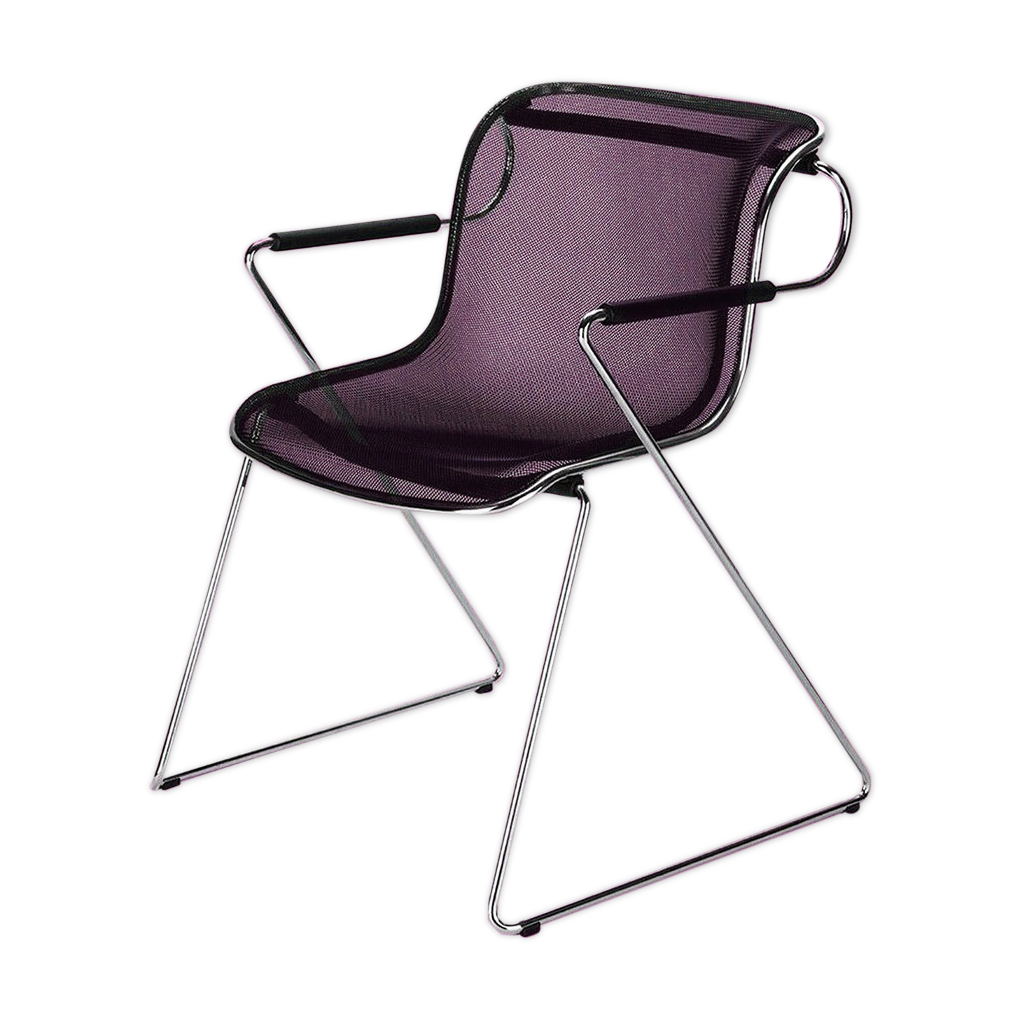 Chaise Vintage Anonima Castelli DCS106 Des Années 1970 - Restaurée En Atelier - Couleur Rouge - Dimensions 75x40x45 Cm
