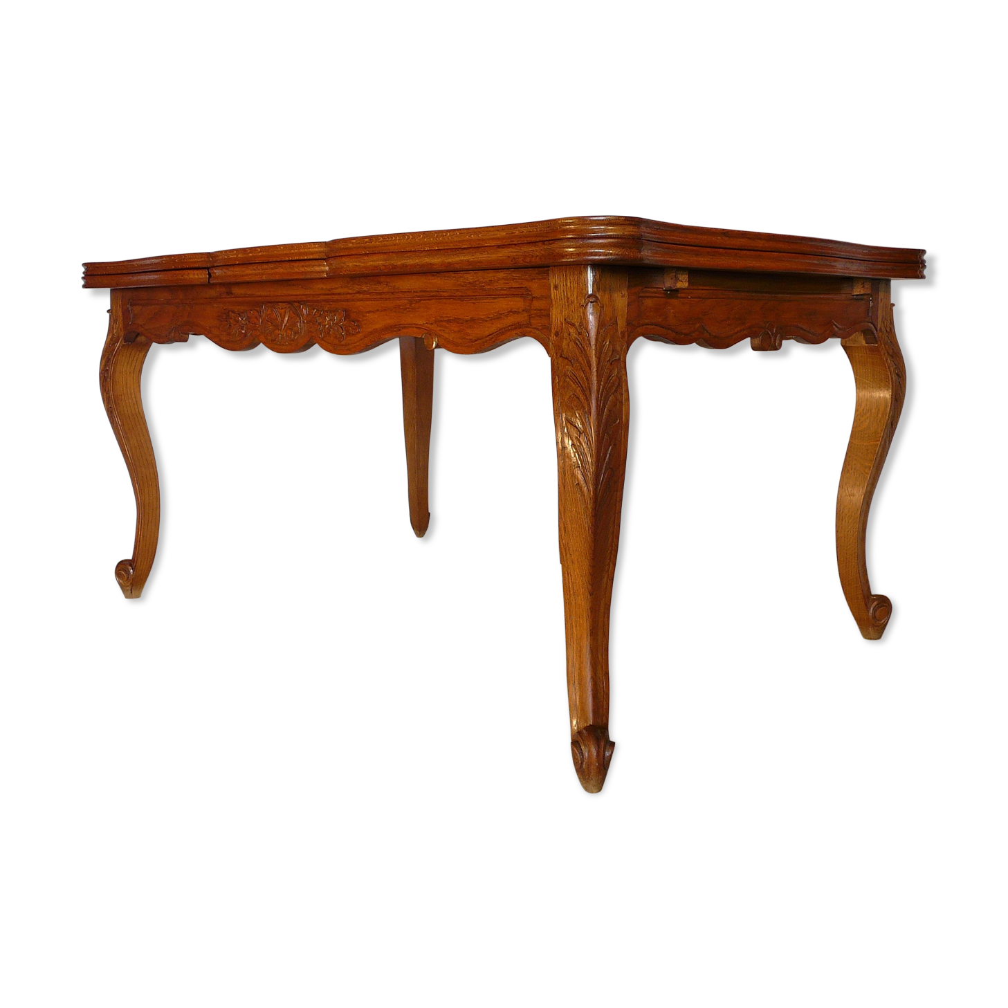 Extendable rectangular table Regency style in solid oak