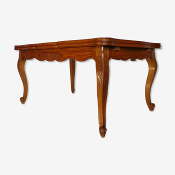 Extendable rectangular table Regency style in solid oak