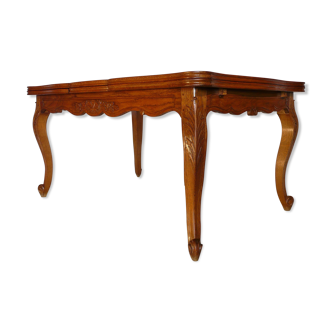 Extendable rectangular table Regency style in solid oak