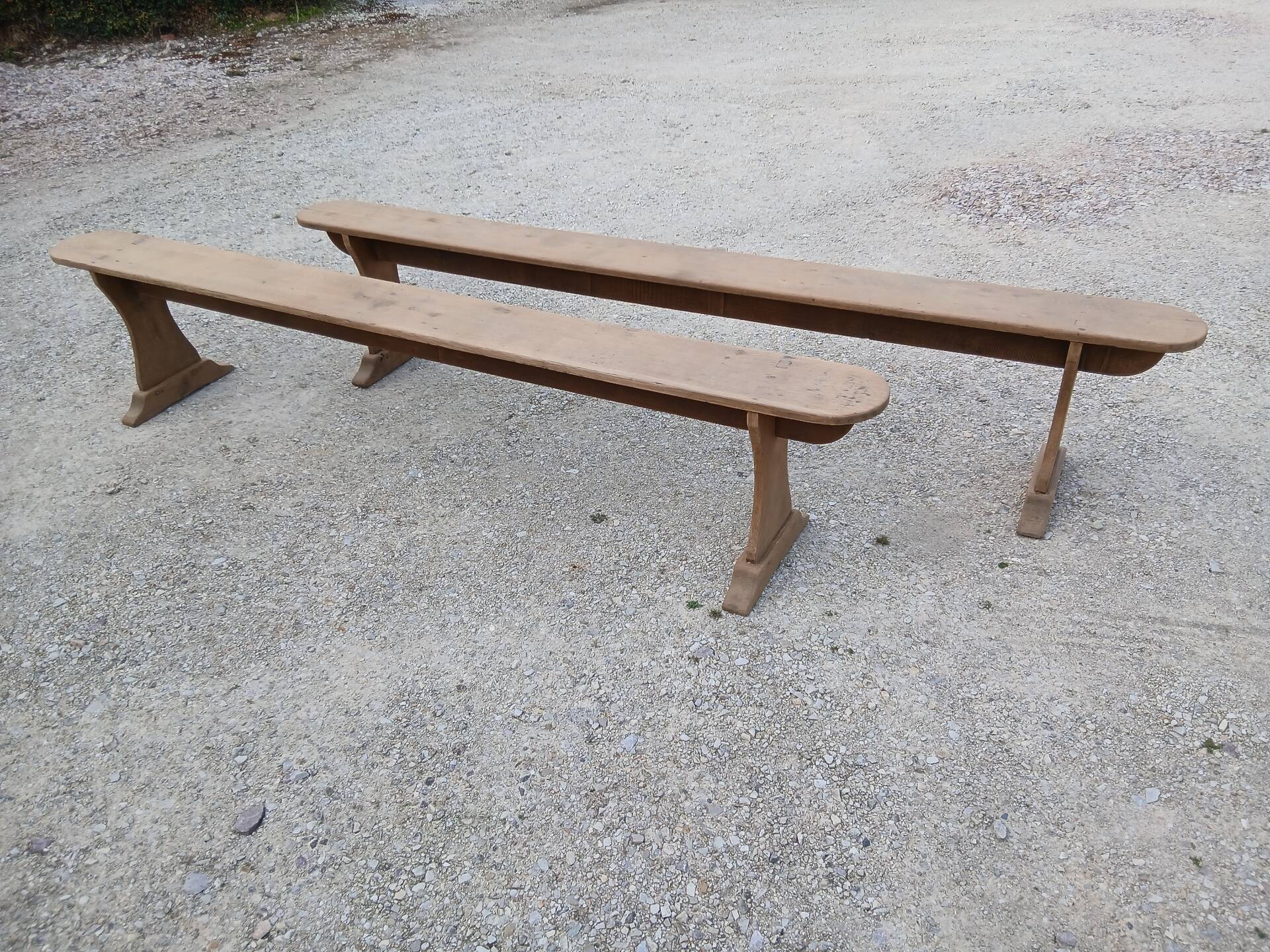 Pair of oak benches 250cm