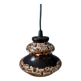 Brown and beige West Germany ceramic fat lava pendant lamp
