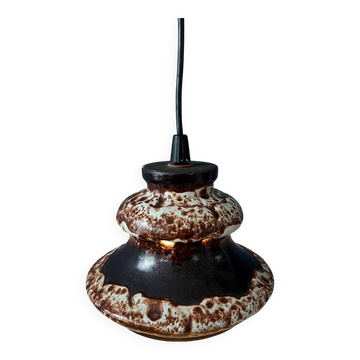 Brown and beige West Germany ceramic fat lava pendant lamp