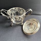Sugar bowl/Candy bowl – Engraved crystal and silver metal