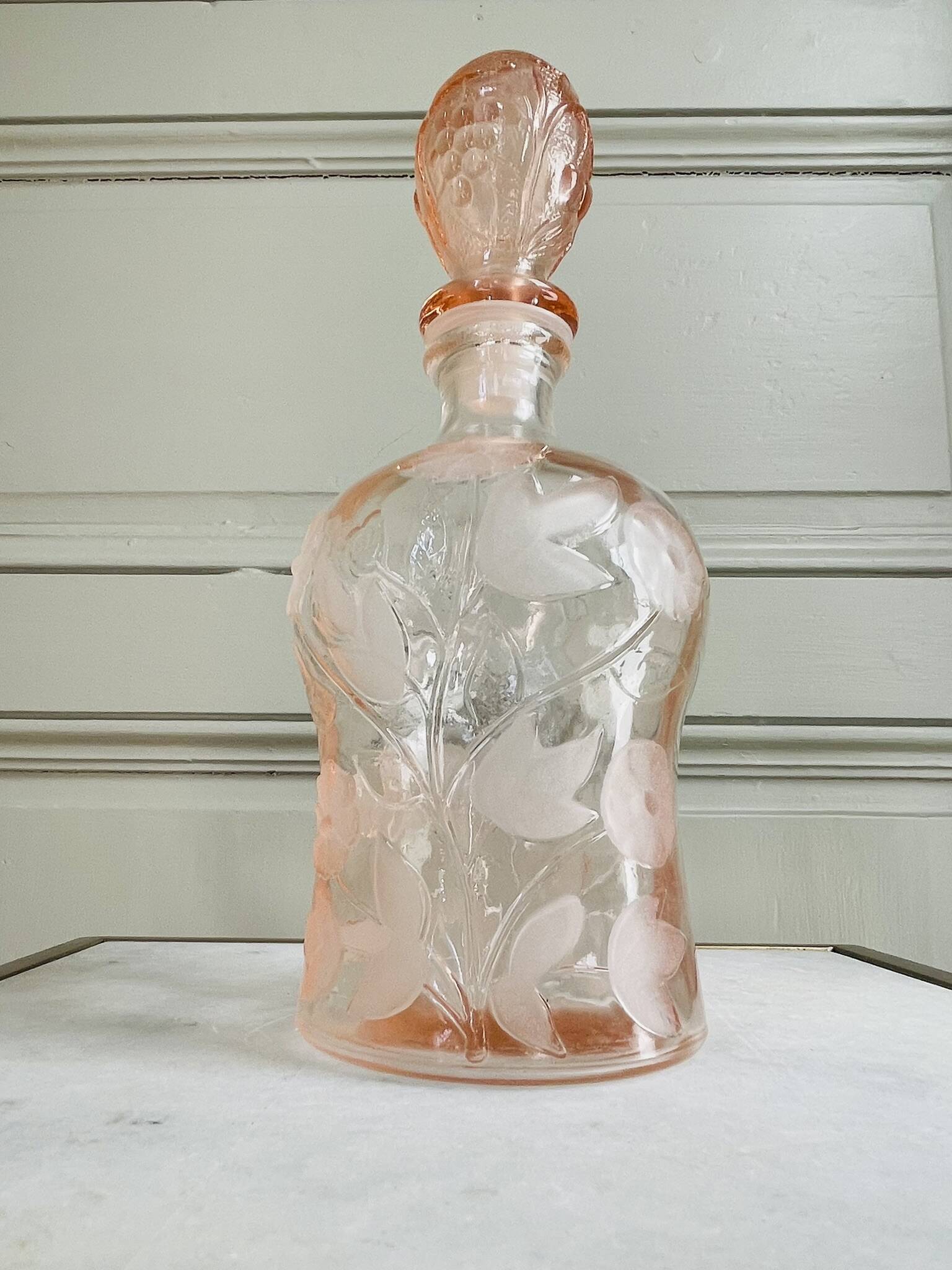 Pink glass carafe