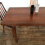 Authentic Scandinavian table teak design1950 1960 feet spindles