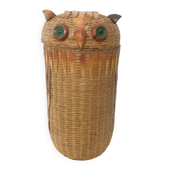 Vintage laundry basket "owls", 1970