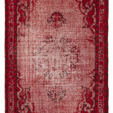 Hand-knotted hi-low pile oriental 1970s 170 cm x 261 cm red carpet