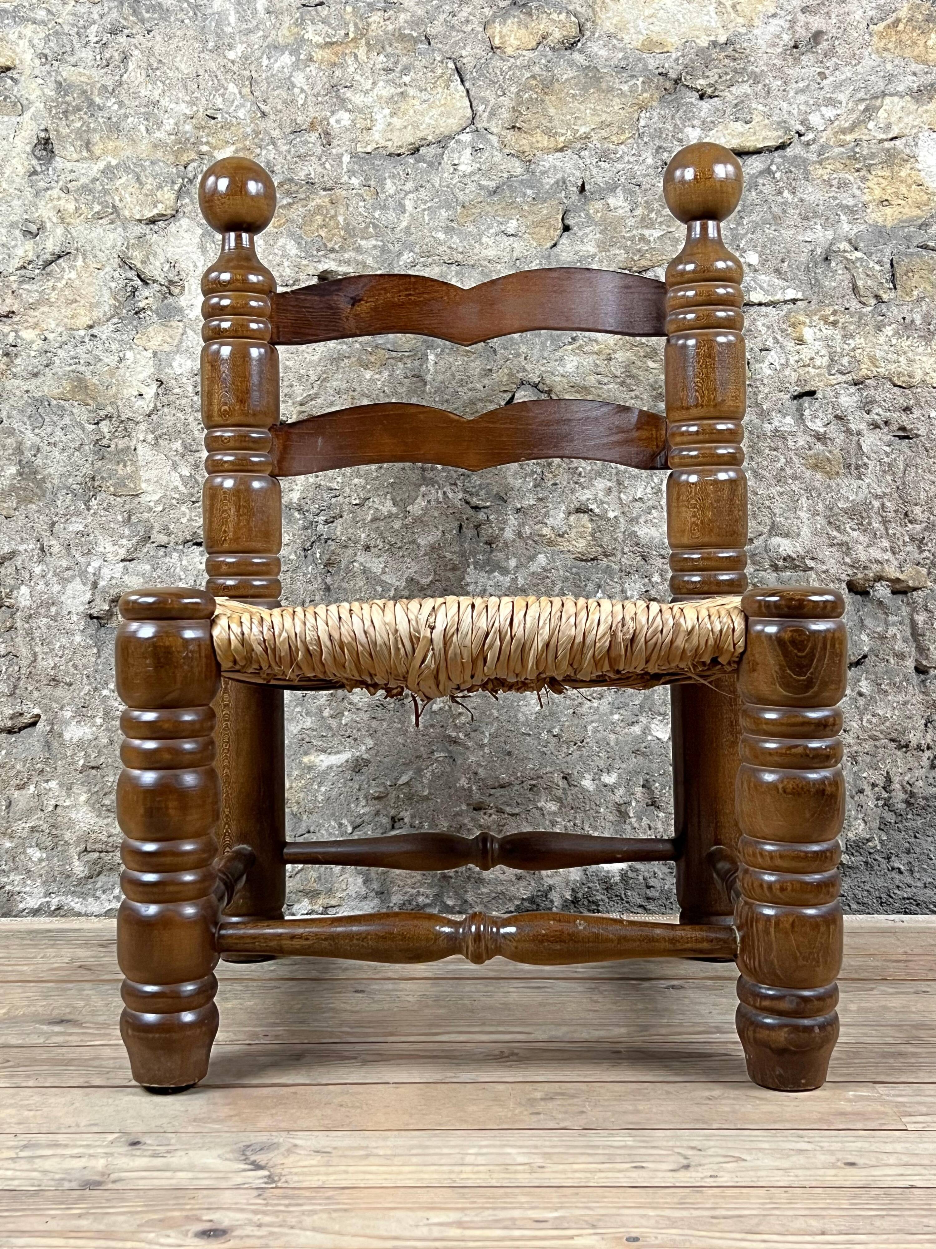 Chair Fireplace Wood & Straw Mountain Chalet Country Cottage No Dudouyt 60's