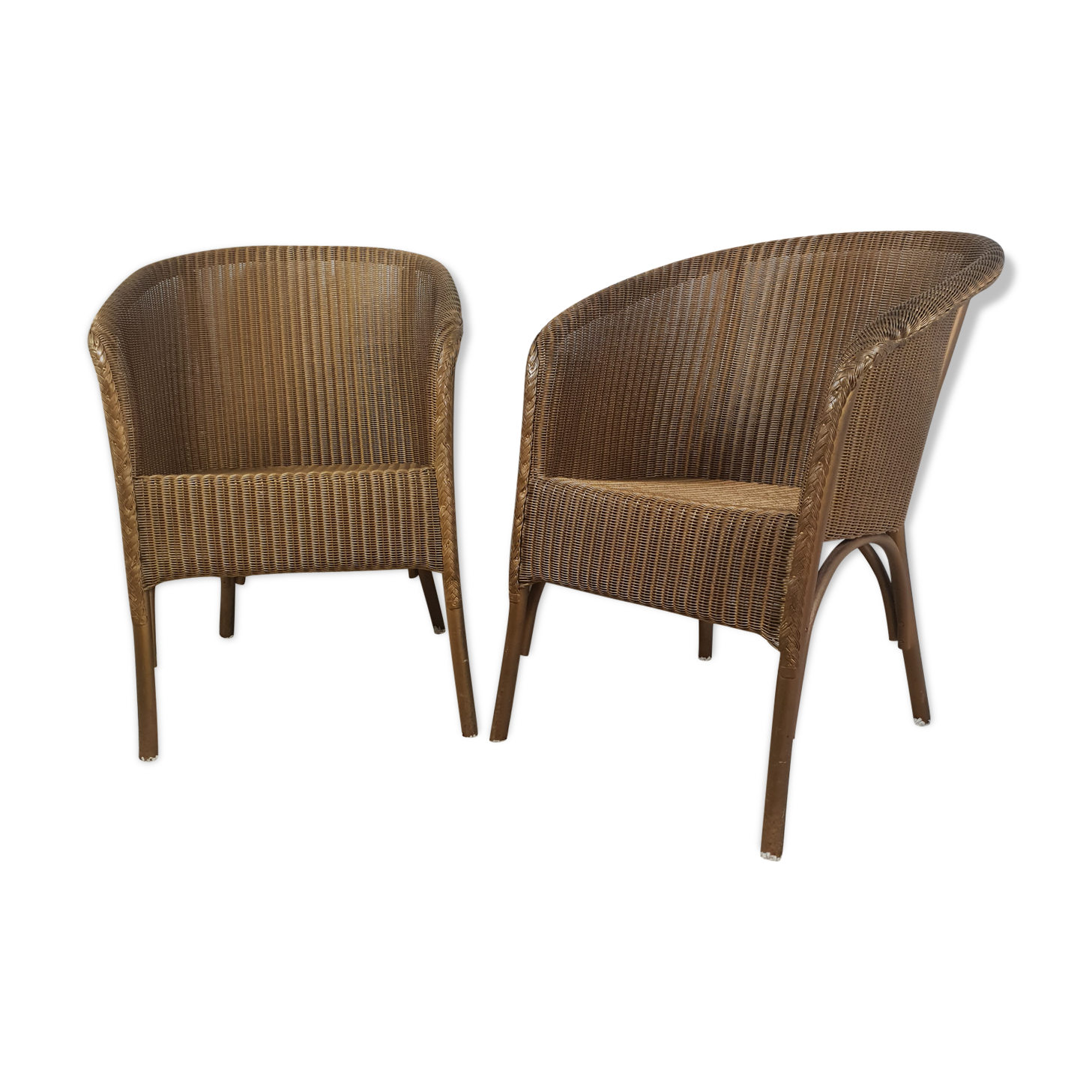 Paire de fauteuil Lloyd Loom doré