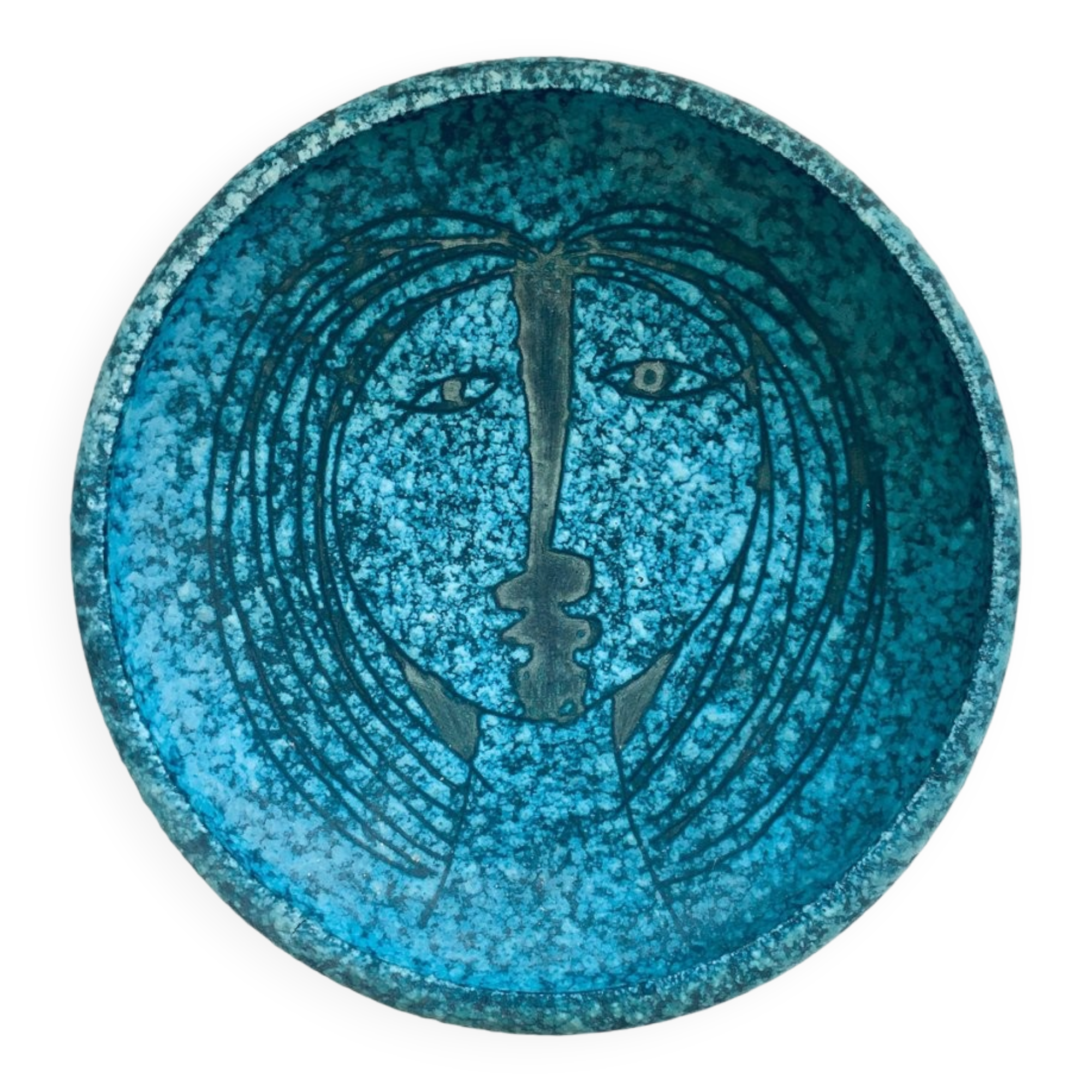 Art Ceramics Sgraffito Face Bowl by Alvino Bagni for Raymor, 1960s