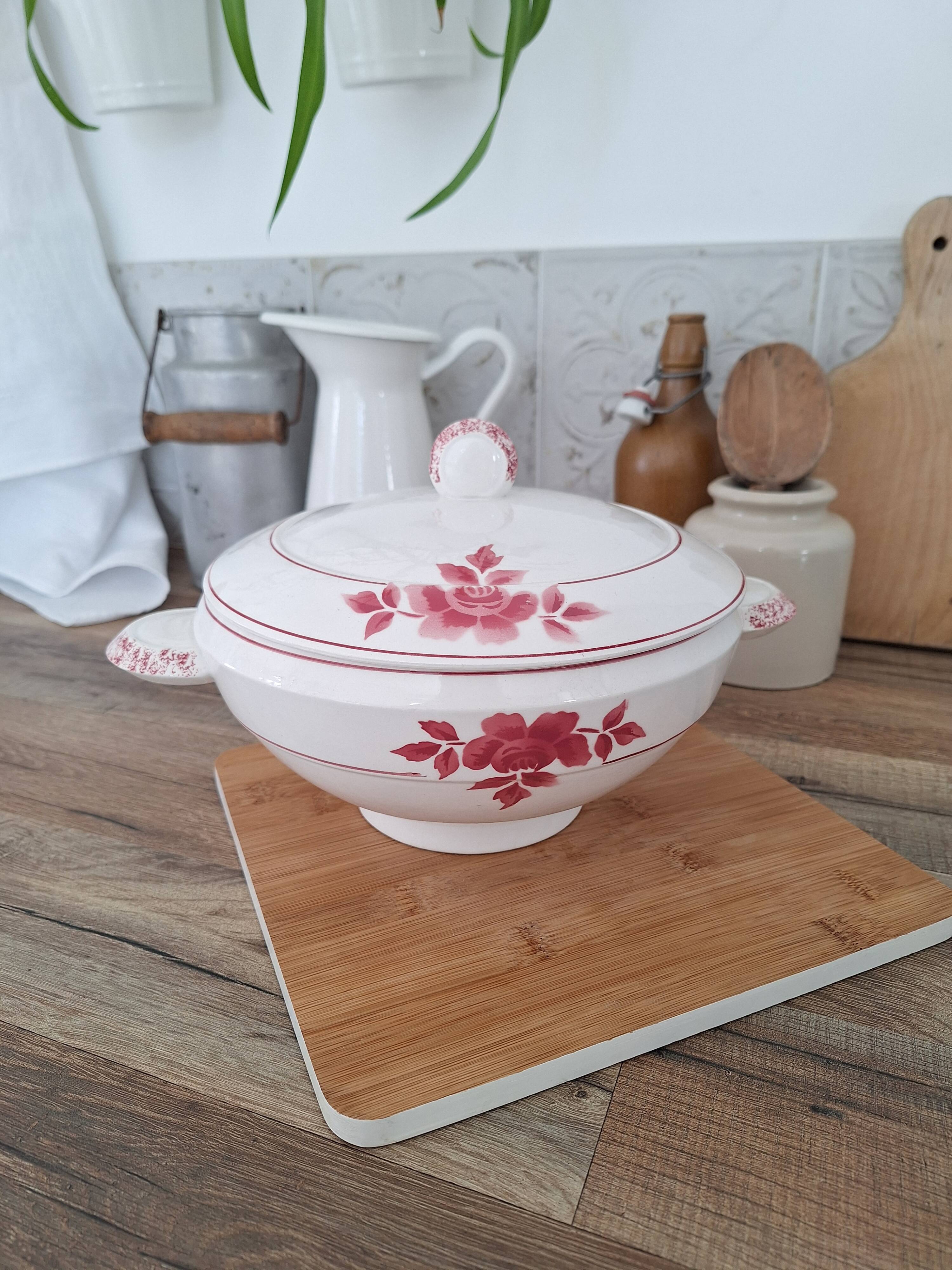 Badonviller pink soup tureen