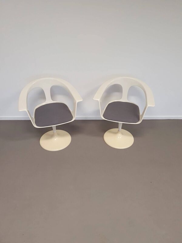 2 x chaise Tulip Lusch, rare, 1972, design blanc, design vintage Colani