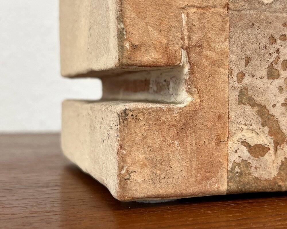 Klaus Lehmann, Cubist art sculpture in postmodern German brutalist ceramic Studio Pottery no. 337 81, 1981