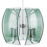 Glass and chrome chandelier in the Fontana Arte style, mid-century, Italy, 1960s.