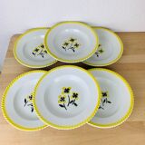 Lot de 6 assiettes creuses en faïence vintage