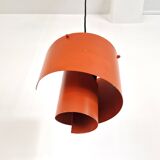 Orange swirl shaped pendant or ceiling lamp by Simon P. Henningsen for Lyfa, Denmark 1960's