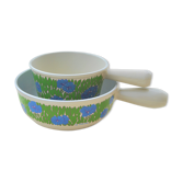 Set of 2 pans Le Creuset blue/green pattern 70s