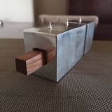 Set of three design candlesticks in brushed steel - Vintage Habitat - 1970s/1980s