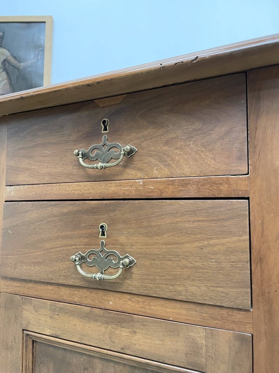 Comptoir ou bureau en noyer années 50