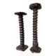 Pair of pedestal columns with oak pressing screws, 1900