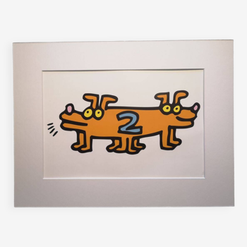 Illustration by Keith Haring - 'Animals' series - 4/12