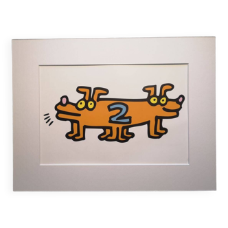 Illustration by Keith Haring - 'Animals' series - 4/12