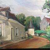 Painting by girard mond - "le manoir de la bonne aventure" gué sur loir