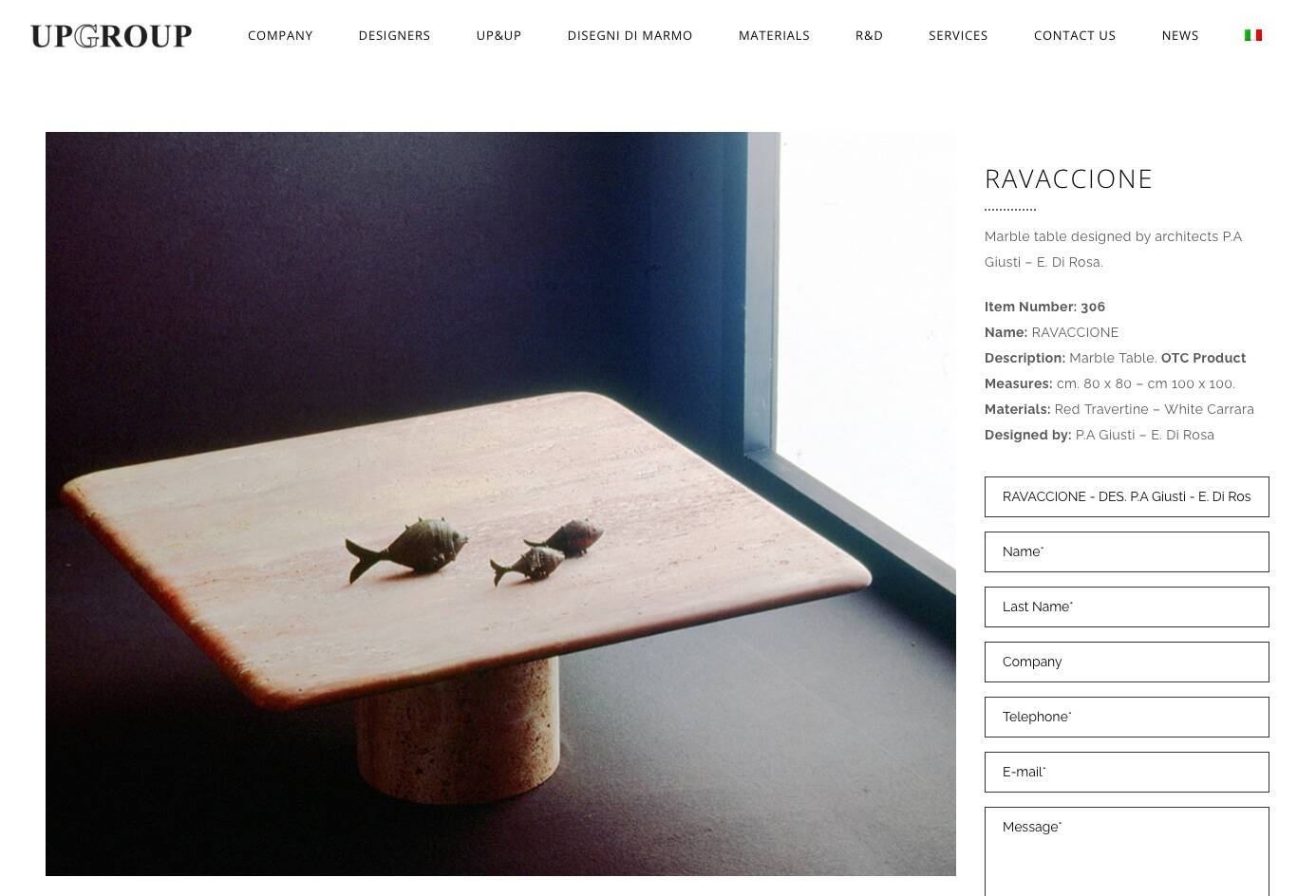 Travertine coffee table by PA Giusti and E. Di Rosa for Up&Up, Italy