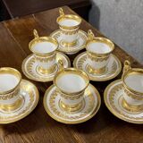 Series of 6 large Empire period chocolate cups in Paris porcelain circa 1800