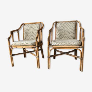 Pair of french bamboo armchairs 1970s