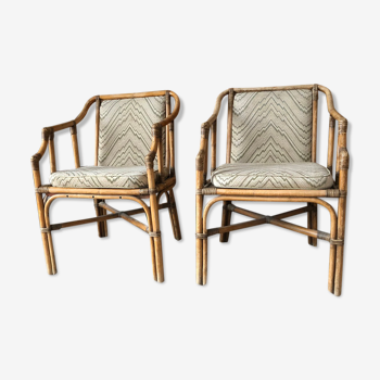Paire de fauteuils en bambou français années 1970