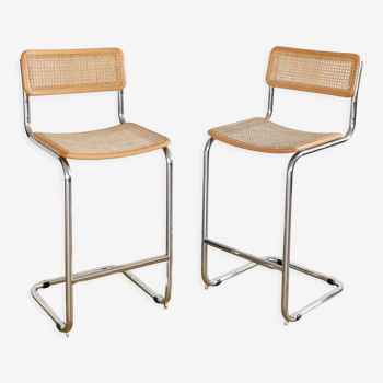 Pair bar chairs Cesca S32 Marcel Breuer, 1970