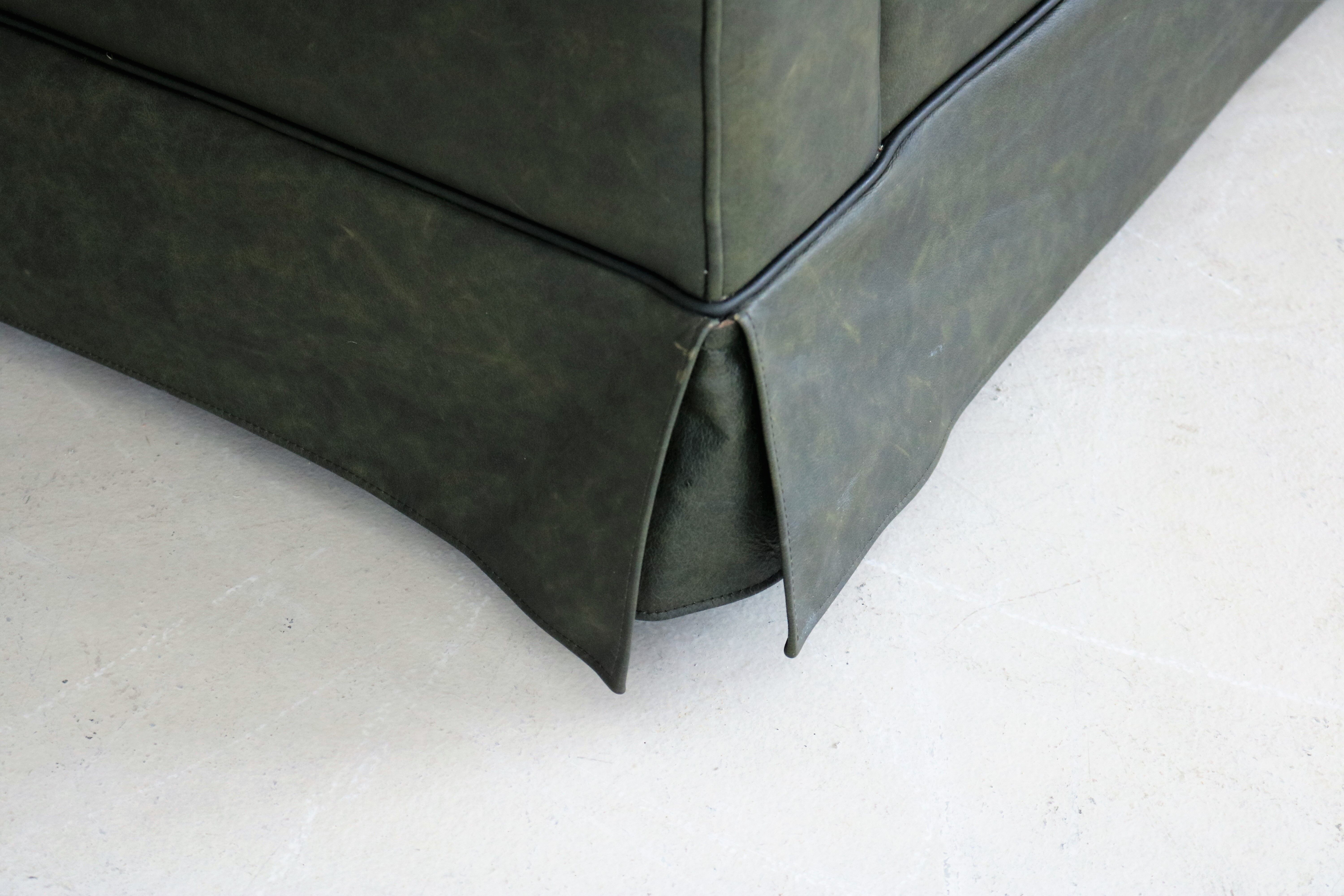 vintage green leather club chair