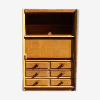 Vintage secretary in clair oak Guillerme and Chambron