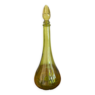 Vintage green glass decanter