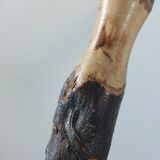 Pair of walnut stools sculpted in a vintage mid-century cross-section.