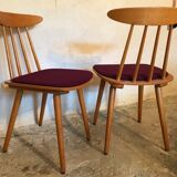 Set of two chairs stamped Hiller 1960's feet compass Scandinavian design