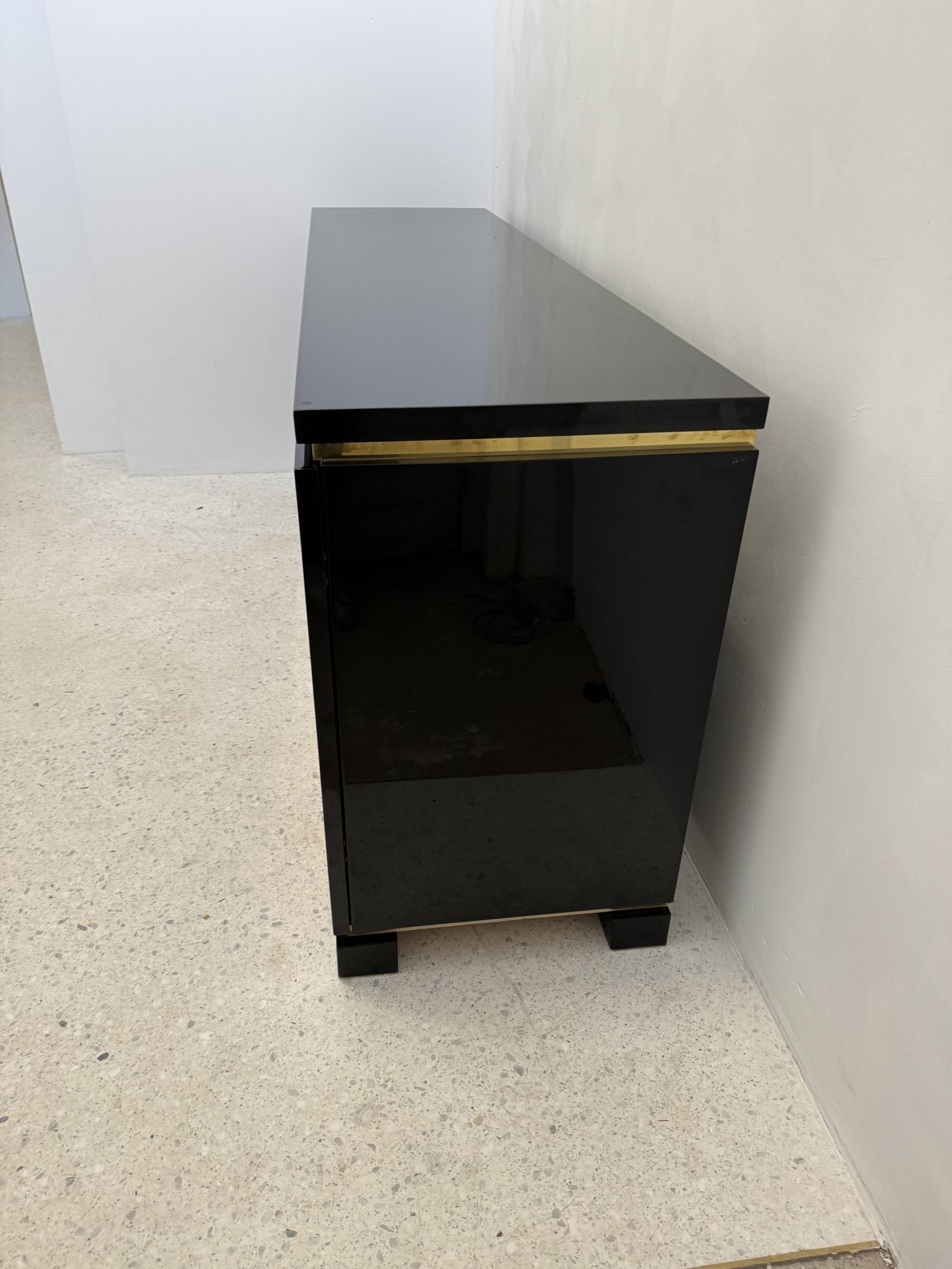 Black lacquered and brass sideboard, 1970s