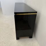 Buffet laqué noir et laiton, 1970s