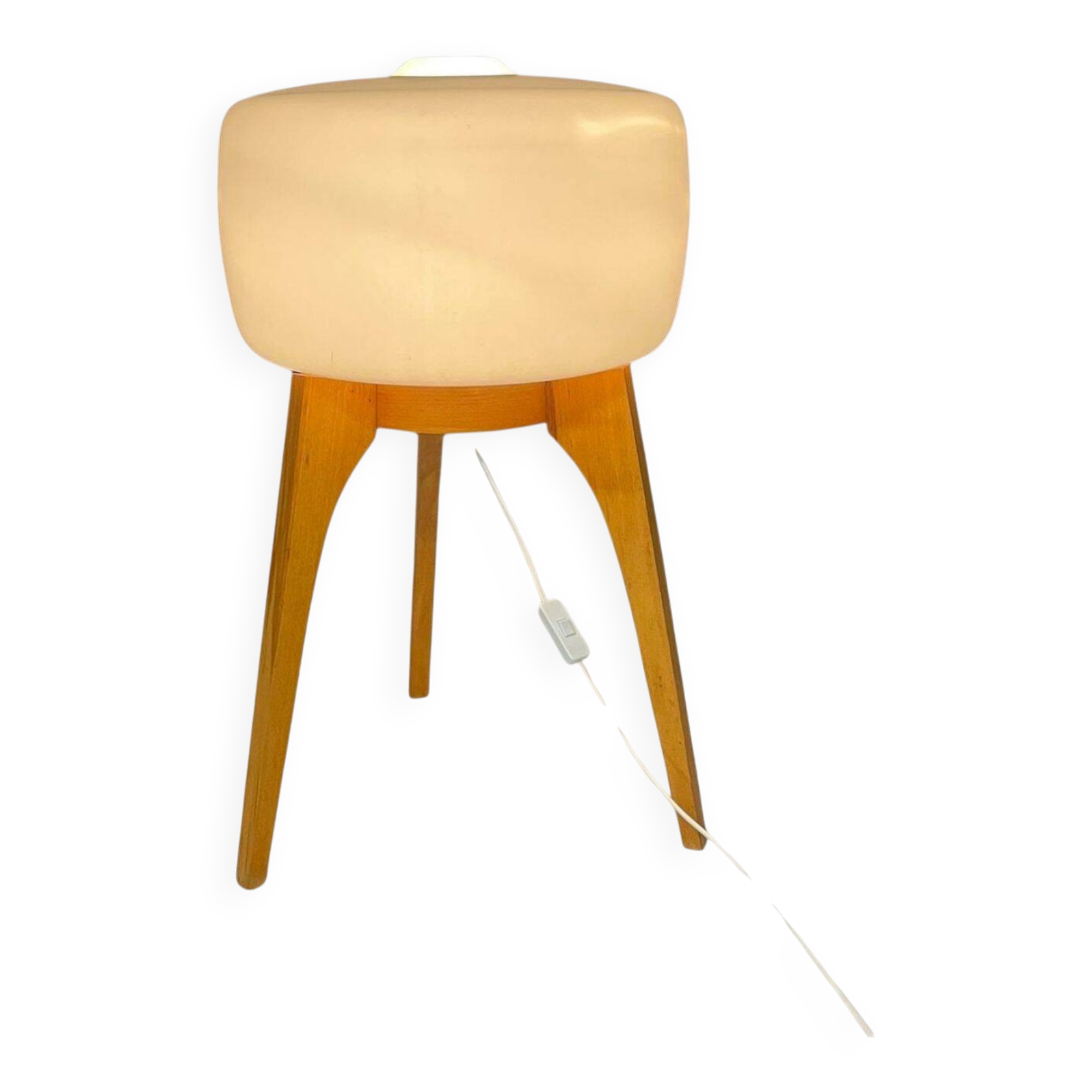 Grand lampadaire ULUV, bois et verre dépoli, Tchécoslovaquie, années 1960