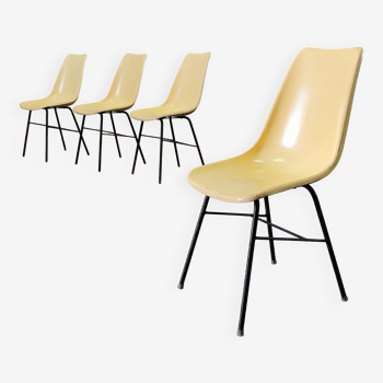 Lot de 4 chaises fibre et métal par Miroslav Navratil pour Vertex 1960