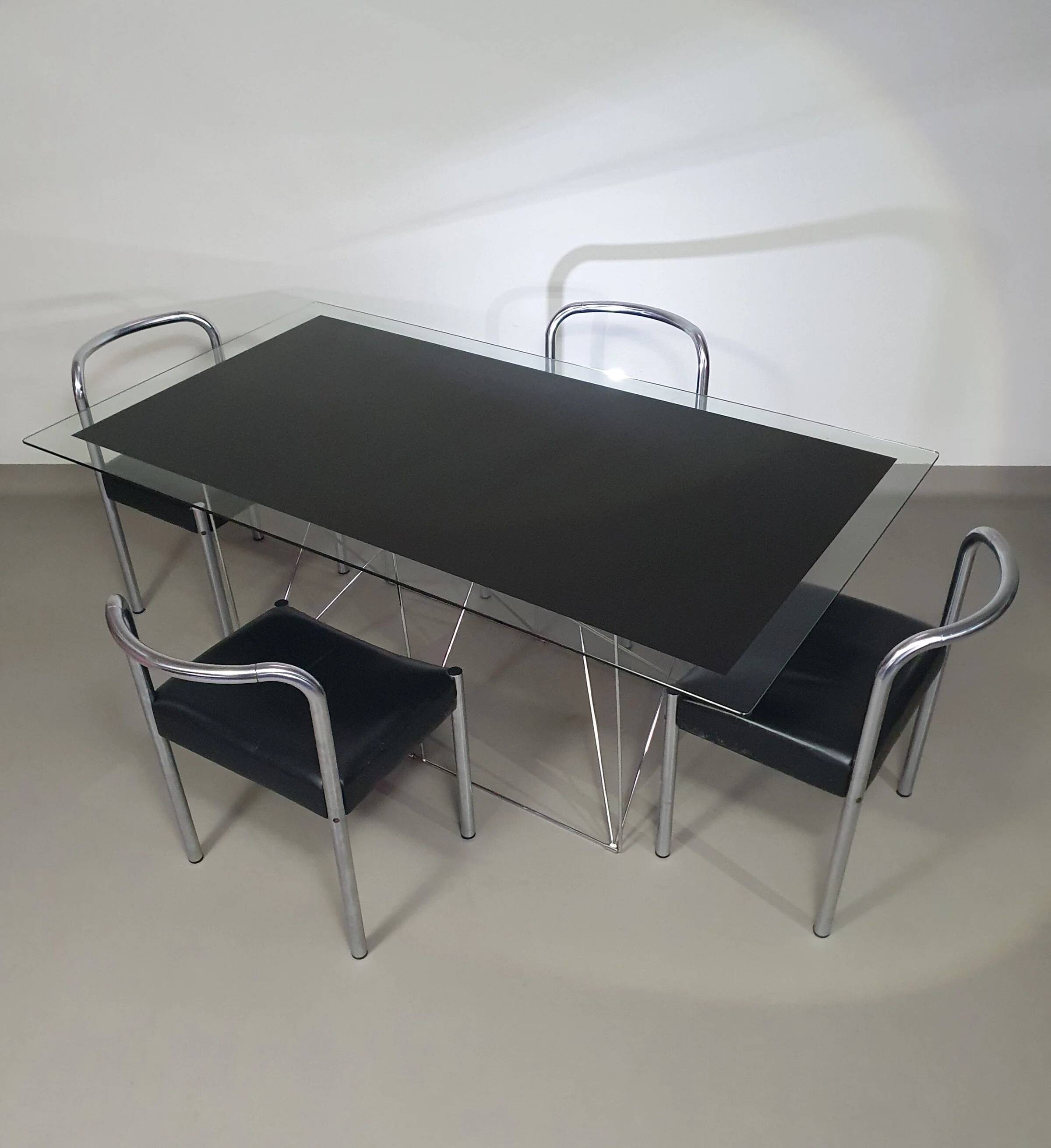 Steel and glass dining table by Max Sauze for Max Sauze Studio, 1970s
