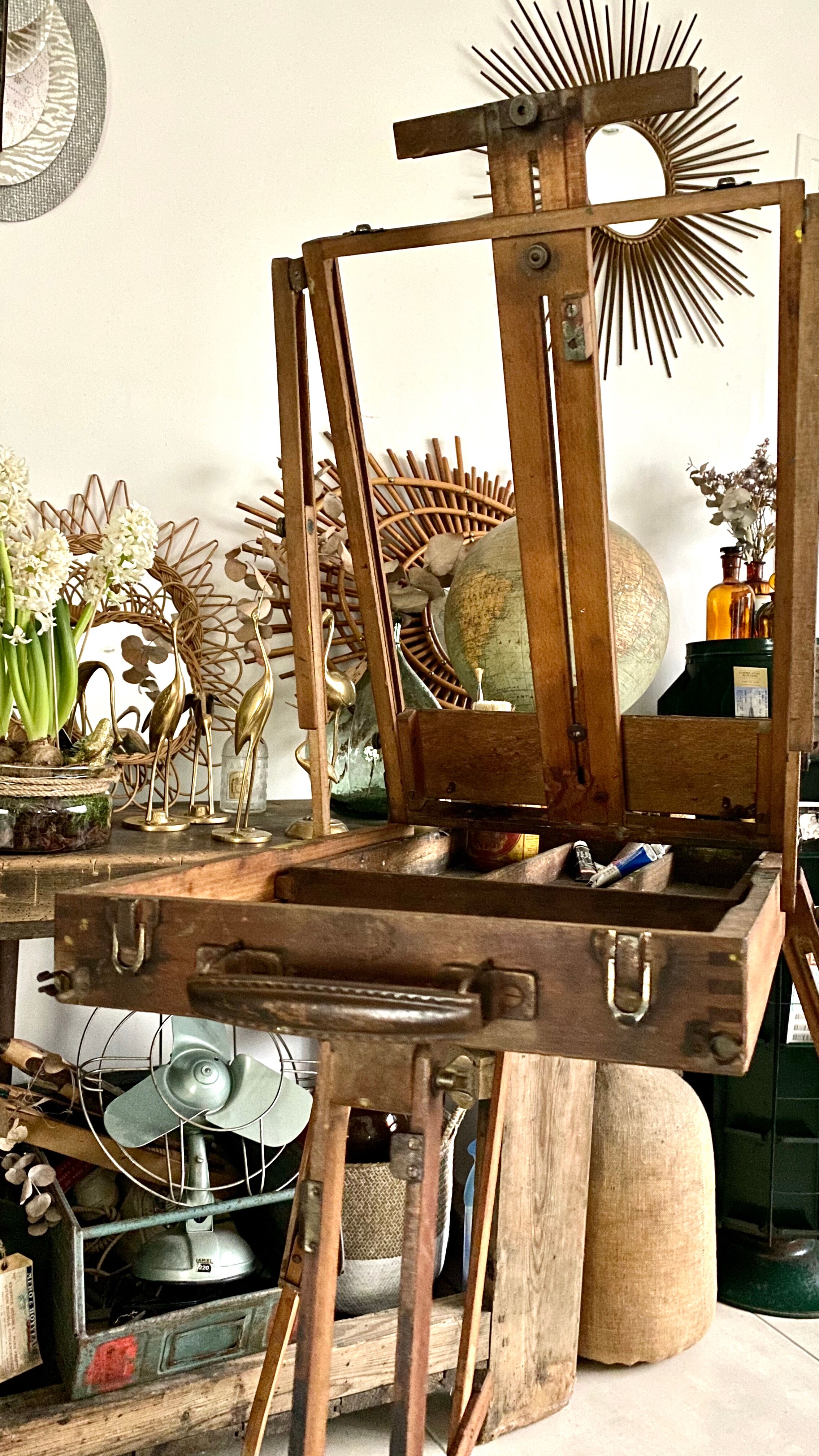 Old collapsible wooden painter's easel