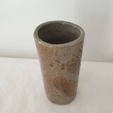 Ceramic cylinder vase signed Jean Claude Monange