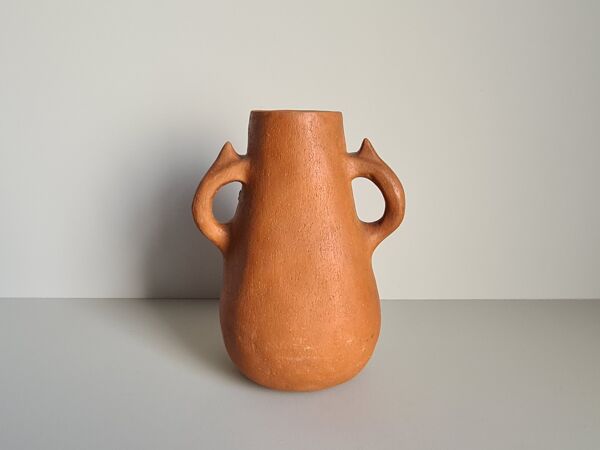 Vase sculpture en terre cuite forme visage / années 60 / vintage / art / Mid-Century / XXème siècle