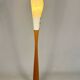 Sculptural floor lamp - exotic wood and textured shade, modern vintage style